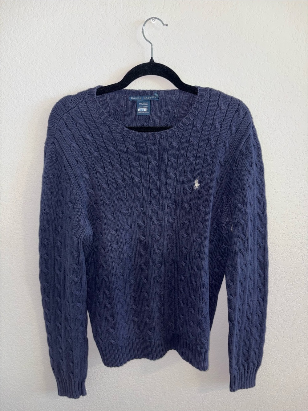 Polo by Ralph Lauren Navy Cable-Knit Crewneck Sweater